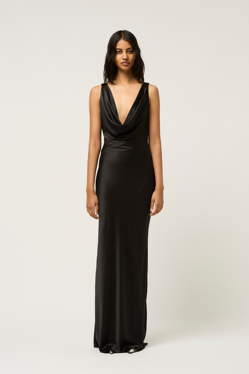 DRAPE FRONT MAXI DRESS