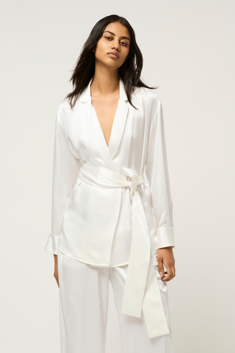 RELAXED SILK WRAP SHIRT