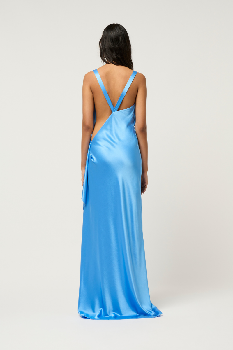 ASYMMETRICAL BIAS SILK SATIN GOWN