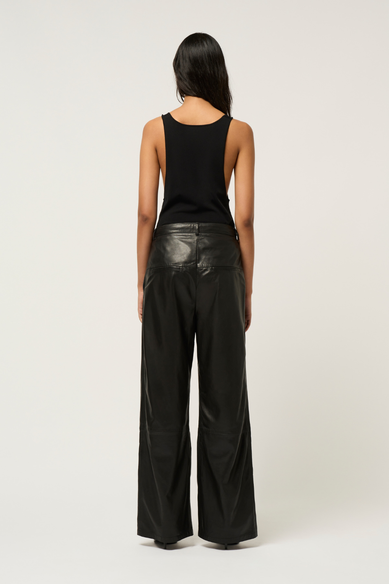 WIDE LEG LEATHER BOY PANT BLACK