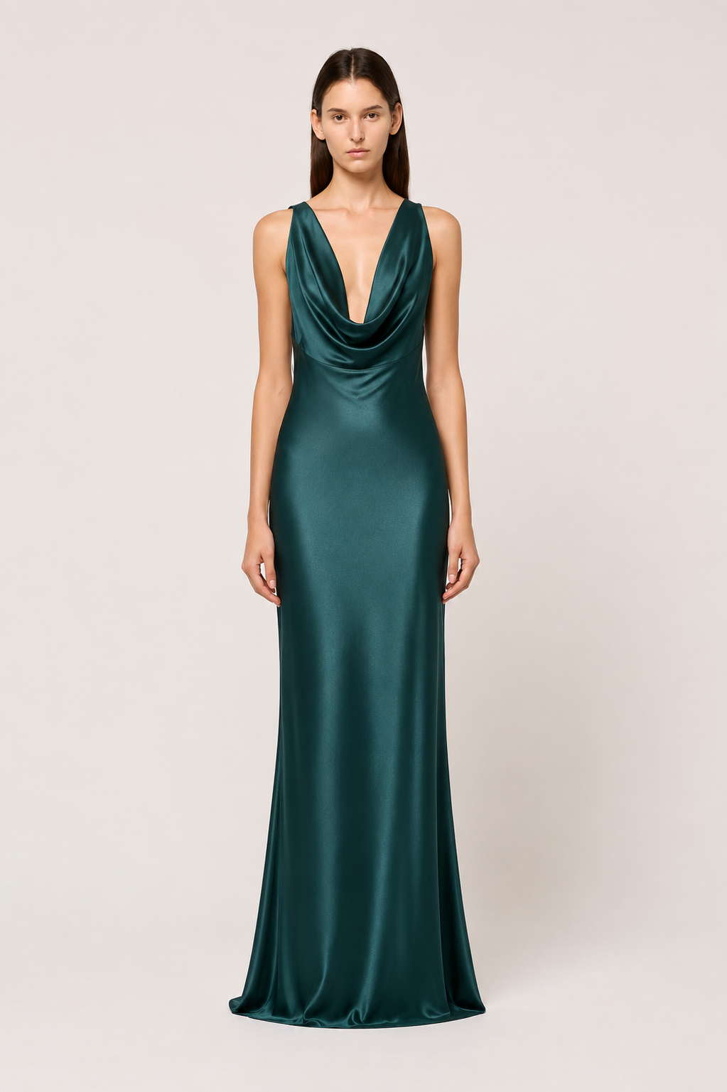 DRAPE FRONT MAXI DRESS EMERALD GREEN