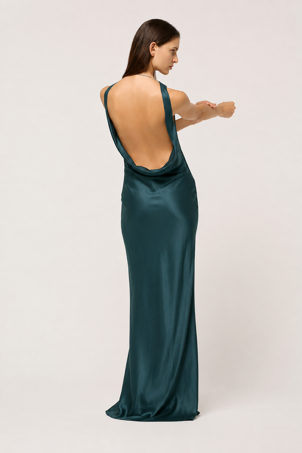 DRAPE FRONT MAXI DRESS EMERALD GREEN