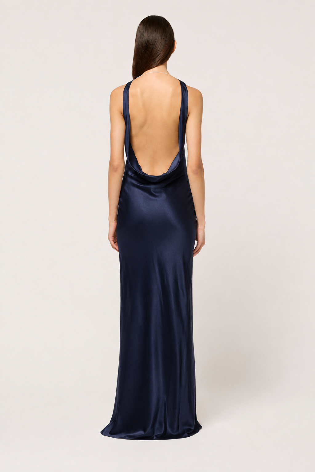 DRAPE FRONT MAXI DRESS NAVY