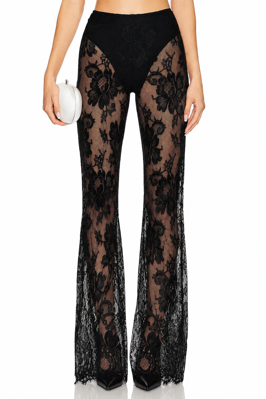 SOLSTICE LACE FLARED PANT BLACK