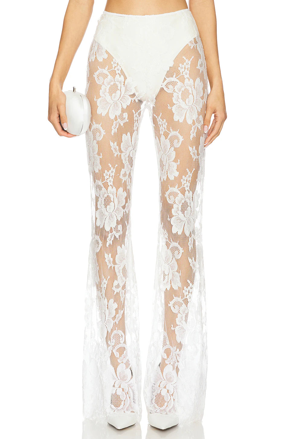 SOLSTICE LACE FLARED PANT WHITE