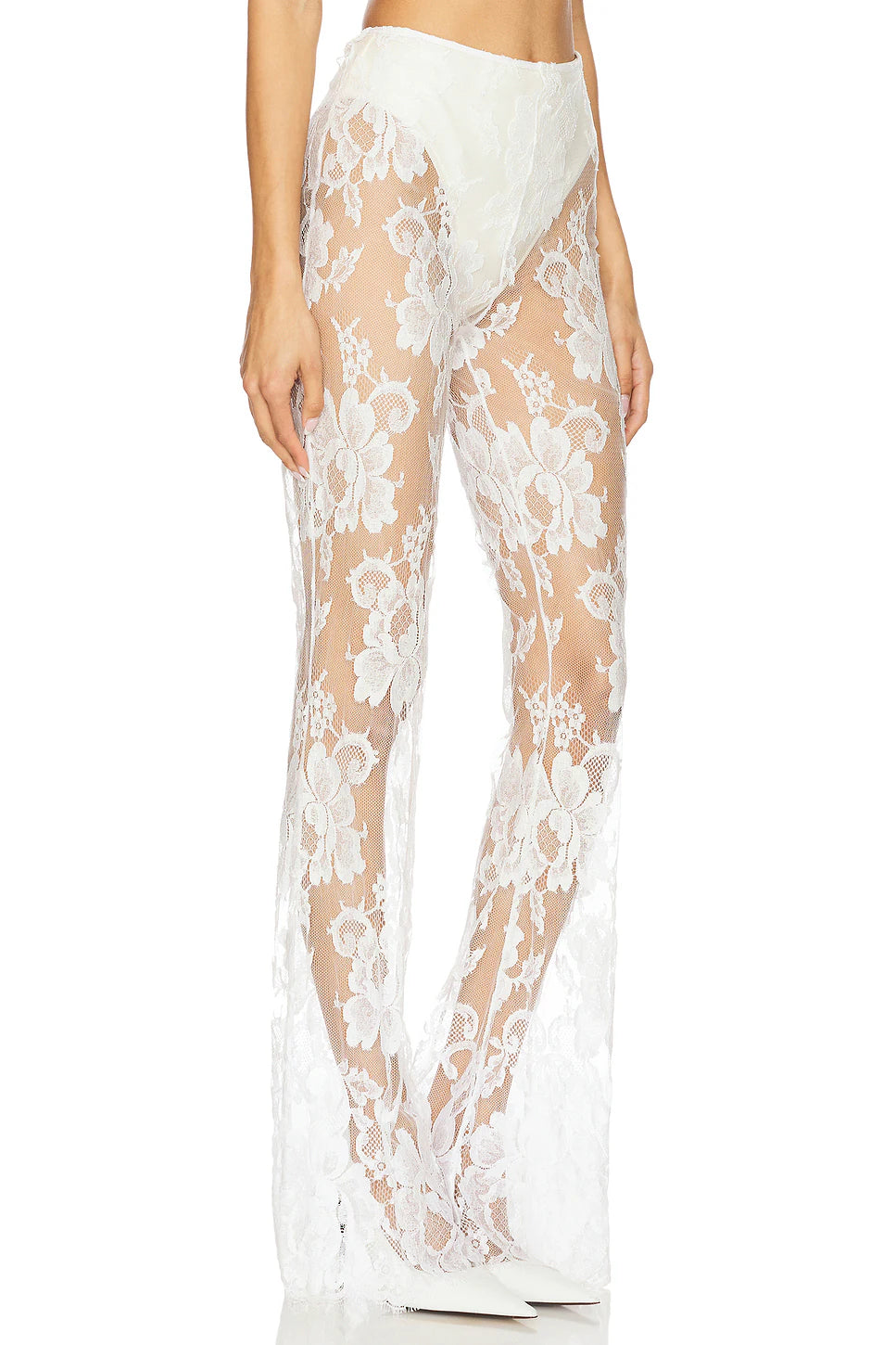 SOLSTICE LACE FLARED PANT WHITE