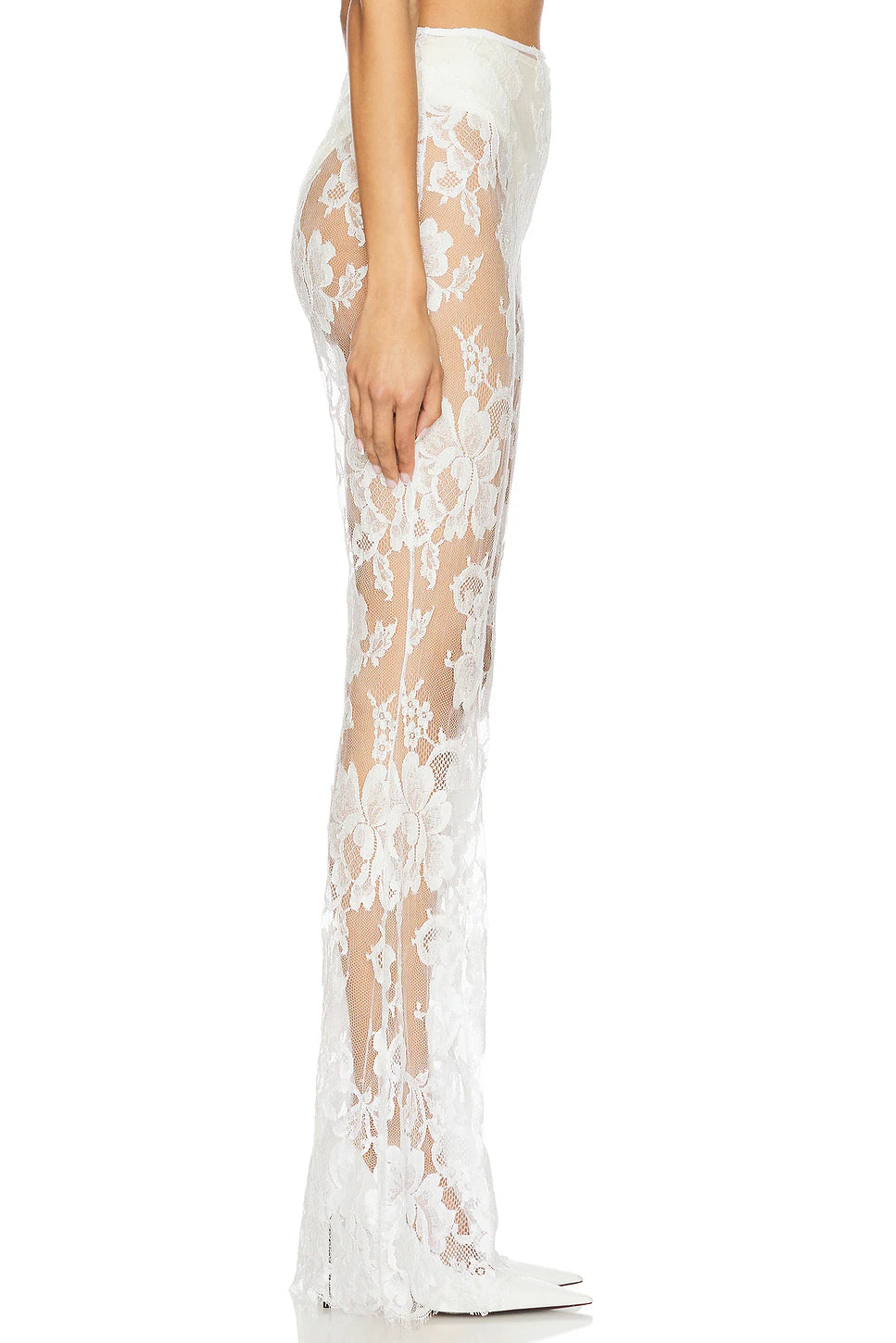 SOLSTICE LACE FLARED PANT WHITE