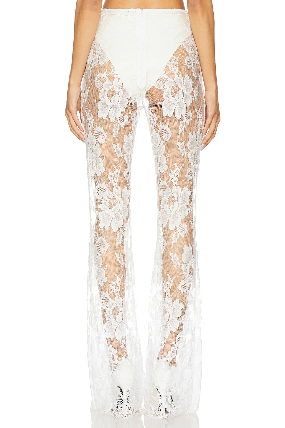 SOLSTICE LACE FLARED PANT WHITE