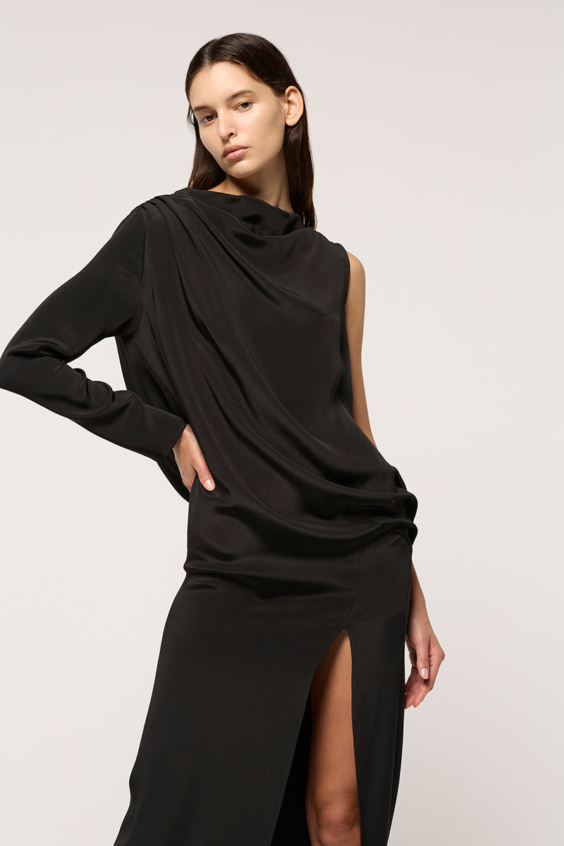 long sleeve scoop back maxi dress Topshop long sleeve scoop back a-line maxi dress in black