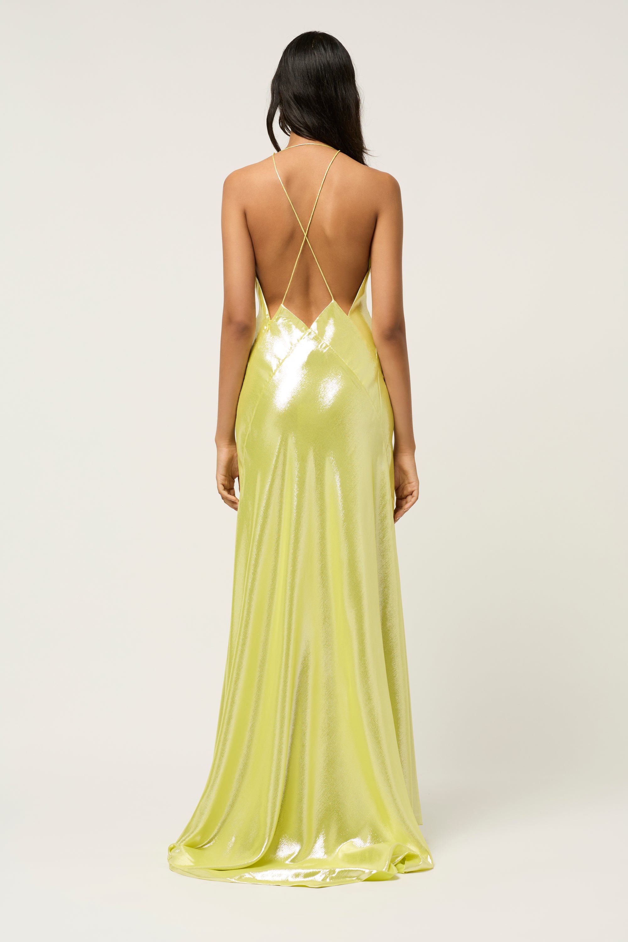 michael lo sordo green dress ALEXANDRA SILK SATIN MAXI DRESS